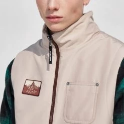 Volcom Unisex Cotton Logo Vests & Gillets For Men Beige X Xl -Volcom Sales Shop org 8727