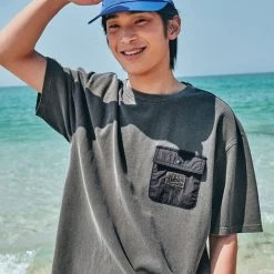 Volcom Unisex Street Style Short Sleeves Logo T-Shirts For Men Khaki X S -Volcom Sales Shop org 8865