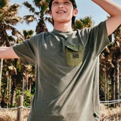 Volcom Unisex Street Style Short Sleeves Logo T-Shirts For Men Khaki X S -Volcom Sales Shop org 8871