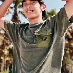 Volcom Unisex Street Style Short Sleeves Logo T-Shirts For Men Khaki X S -Volcom Sales Shop org 8872