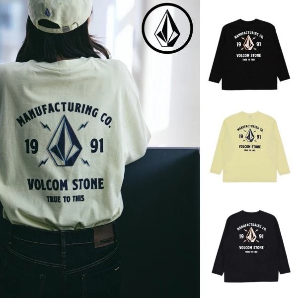 Volcom Unisex U-Neck Long Sleeves Cotton Long Sleeve T-shirt Logo For Men White X M 3 Volcom Unisex U-Neck Long Sleeves Cotton Long Sleeve T-shirt Logo For Men White X M