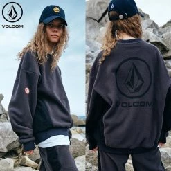 Volcom Unisex Street Style Long Sleeves Logo Sweatshirts For Men Black X S