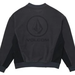 Volcom Unisex Street Style Long Sleeves Logo Sweatshirts For Men Black X S -Volcom Sales Shop org 8946