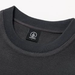 Volcom Unisex Street Style Long Sleeves Logo Sweatshirts For Men Black X S -Volcom Sales Shop org 8947