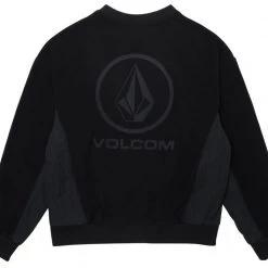 Volcom Unisex Street Style Long Sleeves Logo Sweatshirts For Men Black X S -Volcom Sales Shop org 8951